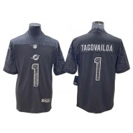 Miami Dolphins #1 Tua Tagovailoa Black RFLCTV Limited Jersey