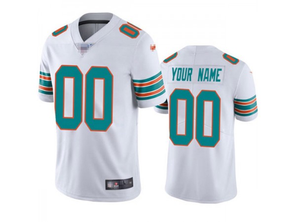 Custom Miami Dolphins White Alternate Vapor Limited Jersey