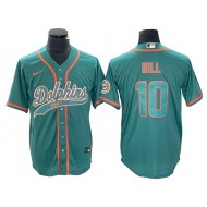 Miami Dolphins #10 Tyreek Hill Aqua Baseball Style Jersey