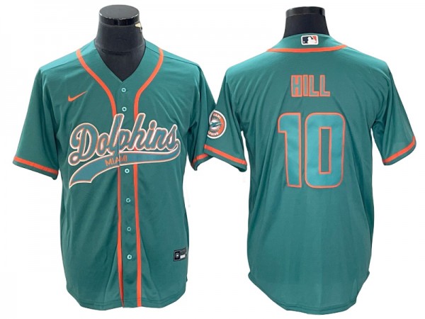 Miami Dolphins #10 Tyreek Hill Aqua Baseball Style Jersey