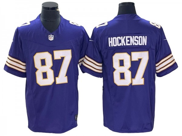 Minnesota Vikings #87 T.J. Hockenson Purple Classic Vapor F.U.S.E. Limited Jersey