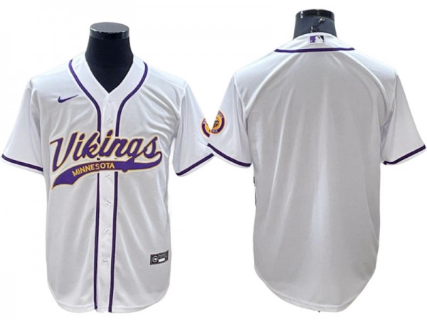 Minnesota Vikings Baseball Style Style Jersey - Purple/White/Yellow