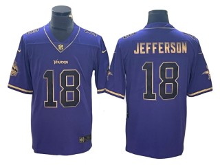 Minnesota Vikings #18 Justin Jefferson Purple Gold Vapor Limited Jersey