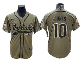 New England Patriots #10 Mac Jones Olive Salute To Service Baseball Jersey