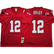 M&N New England Patriots #12 Tom Brady Red Throwback Jersey