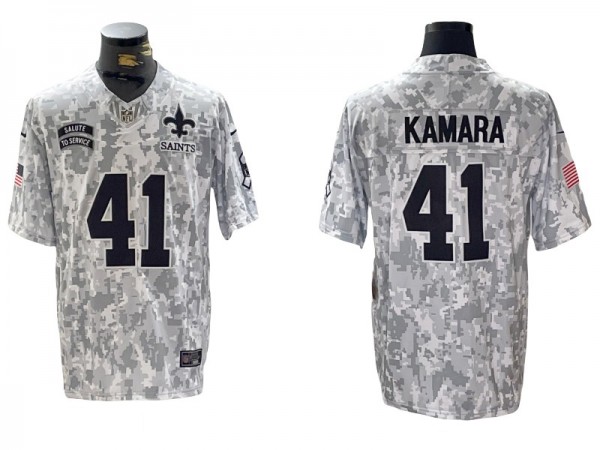 New Orleans Saints #41 Alvin Kamara Arctic Camo 2024 Salute to Service Limited Jersey