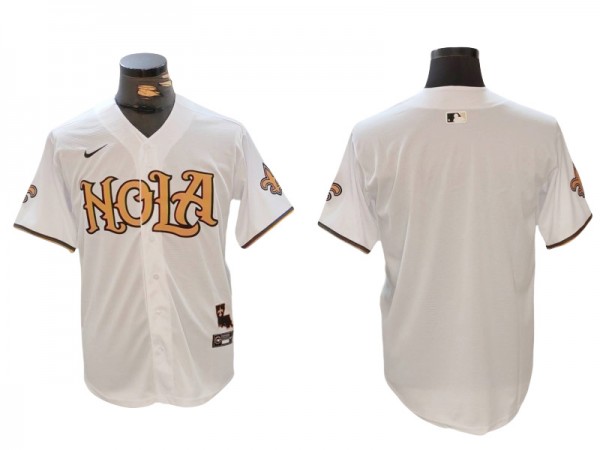 New Orleans Saints Blank Baseball Style 2024 Jersey - White/Gold