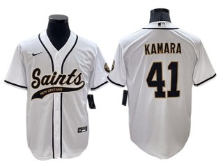 New Orleans Saints #41 Alvin Kamara Baseball Style Jersey - Black/White/Gold