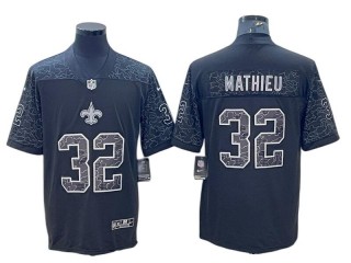 New Orleans Saints #32 Tyrann Mathieu Black RFLCTV Limited Jersey