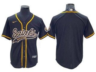 New Orleans Saints Baseball Style Jersey - Black/White/Gold