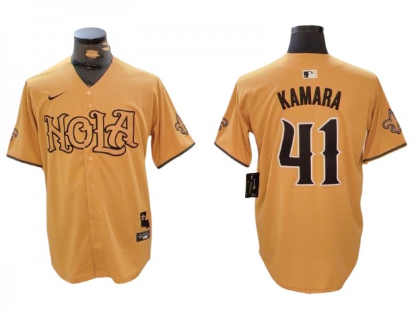 New Orleans Saints #41 Alvin Kamara Baseball 2024 Jersey-Black & White & Gold