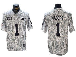 New York Giants #1 Malik Nabers Arctic Camo 2024 Salute to Service Limited Jersey