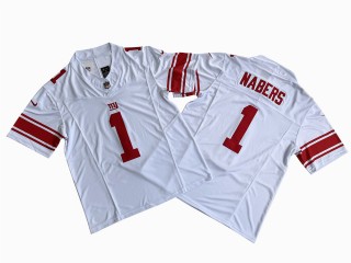 New York Giants #1 Malik Nabers White Vapor F.U.S.E. Limited Jersey