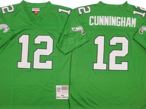 M&N Philadelphia Eagles #12 Randall Cunningham Kelly Green 1990 Legacy Jersey