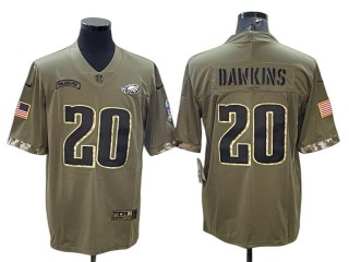 Philadelphia Eagles #20 Brian Dawkins 2022 Olive Salute To Service Limited Jersey