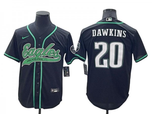 Philadelphia Eagles #20 Brian Dawkins Baseball Style Jersey - Black/Gray/White/Green