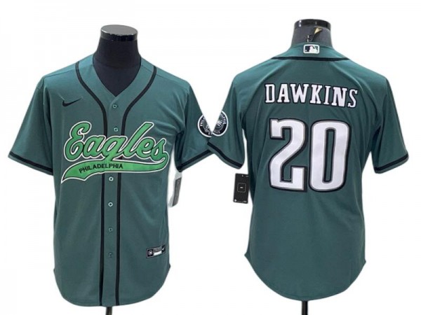 Philadelphia Eagles #20 Brian Dawkins Baseball Style Jersey - Black/Gray/White/Green