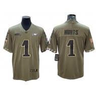 Philadelphia Eagles #1 Jalen Hurts 2022 Olive Salute To Service Limited Jersey