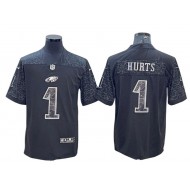 Philadelphia Eagles #1 Jalen Hurts RFLCTV Limited Jersey - Black