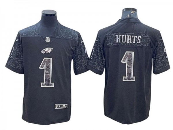 Philadelphia Eagles #1 Jalen Hurts RFLCTV Limited Jersey - Black