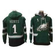 Philadelphia Eagles #1 Jalen Hurts Green One Front Pocket Pullover Hoodie