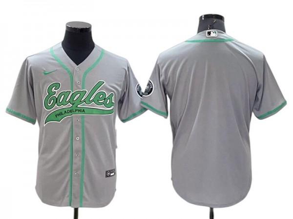 Philadelphia Eagles Blank Baseball Jersey-Gray & Navy 