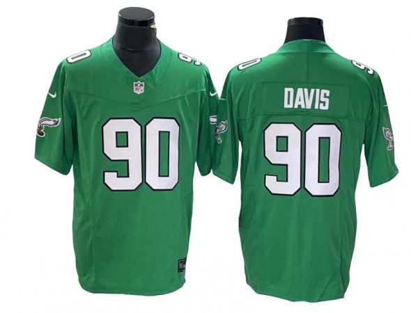 Philadelphia Eagles #90 Jordan Davis Vapor F.U.S.E. Limited Jersey - Kelly Green