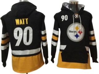 Pittsburgh Steelers #90 T. J. Watt Black One Front Pocket Pullover Hoodie