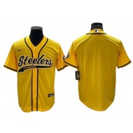 Pittsburgh Steelers Blank Baseball Style Jersey - Black/Yellow