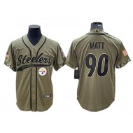 Pittsburgh Steelers #90 T.J. Watt Olive Salute To Service Baseball Jersey