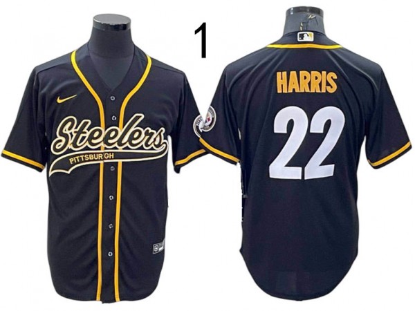 Pittsburgh Steelers #22 Najee Harris Baseball Style Jersey - White/Gold/Black