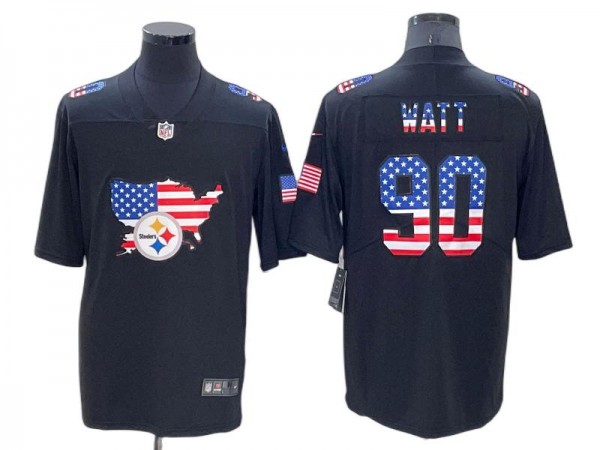 Pittsburgh Steelers #90 T.J. Watt Black Map Vapor Limited Jersey