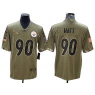 Pittsburgh Steelers #90 T.J. Watt 2022 Olive Salute To Service Limited Jersey