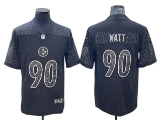 Pittsburgh Steelers #90 T.J. Watt RFLCTV Limited Jersey - Black