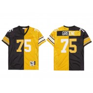 M&N Pittsburgh Steelers #75 Joe Greene Black/Gold 1975 Split Legacy Jersey