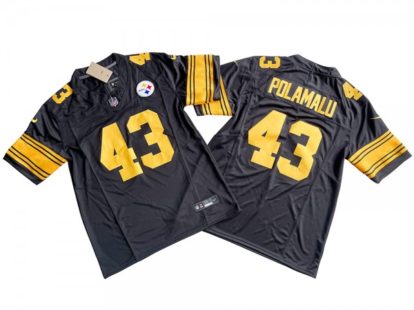 Pittsburgh Steelers #43 Troy Polamalu Vapor F.U.S.E. Limited Color Rush Jersey - Custom