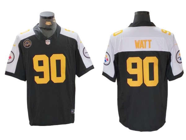 Pittsburgh Steelers #90 T.J. Watt Black Gold Vapor F.U.S.E Limited Jersey