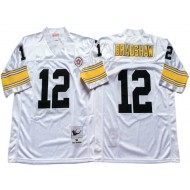 M&N Pittsburgh Steelers #12 Terry Bradshaw White Legacy Jersey