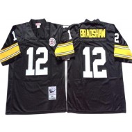 M&N Pittsburgh Steelers #12 Terry Bradshaw Black Legacy Jersey