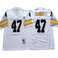 M&N Pittsburgh Steelers #47 Mel Blount White Legacy Jersey