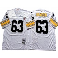 M&N Pittsburgh Steelers #63 Dermontti Dawson White Legacy Jersey