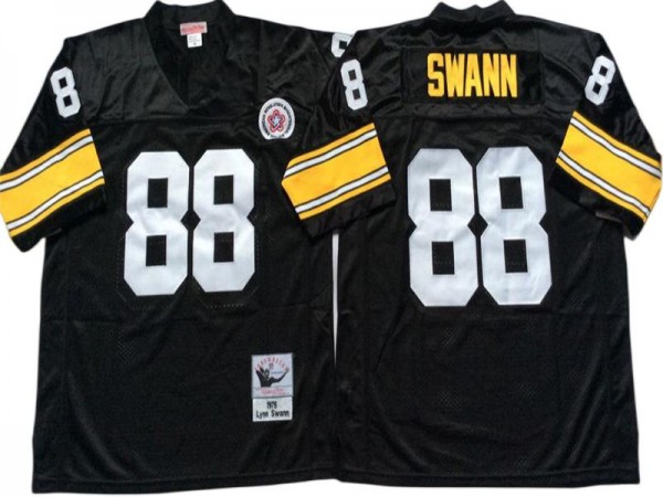 M&N Pittsburgh Steelers #88 Lynn Swann Black Legacy Jersey