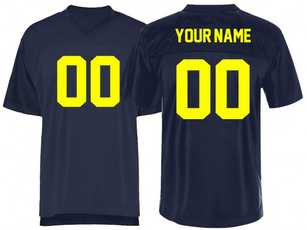 Custom Normal Screen Print Football Jersey - Black & Navy