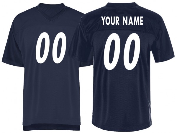 Custom Normal Screen Print Football Jersey - Black & Navy