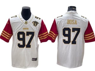 San Francisco 49ers #97 Nick Bosa Retro White Gold Limited Jersey