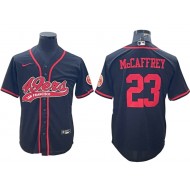 San Francisco 49ers #23 Christian McCaffrey Baseball Style Jersey - Red/Blac/White/Gold