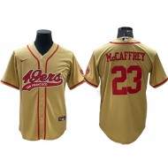 San Francisco 49ers #23 Christian McCaffrey Baseball Style Jersey - Red/Blac/White/Gold