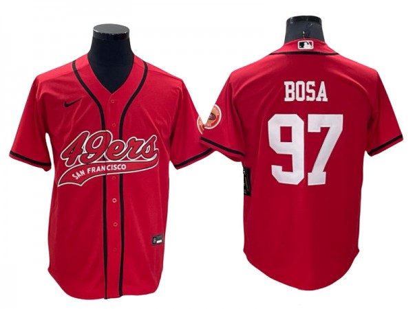 San Francisco 49ers #97 Nick Bosa Baseball Jersey - Red/Gold/Black/White/Olive