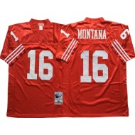 M&N San Francisco 49ers #16 Joe Montana Red 1990 Throwback Jersey