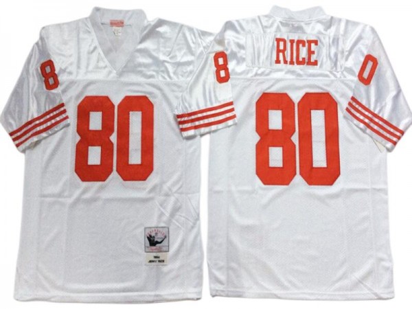 M&N San Francisco 49ers #80 Jerry Rice White 1990 Throwback Jersey